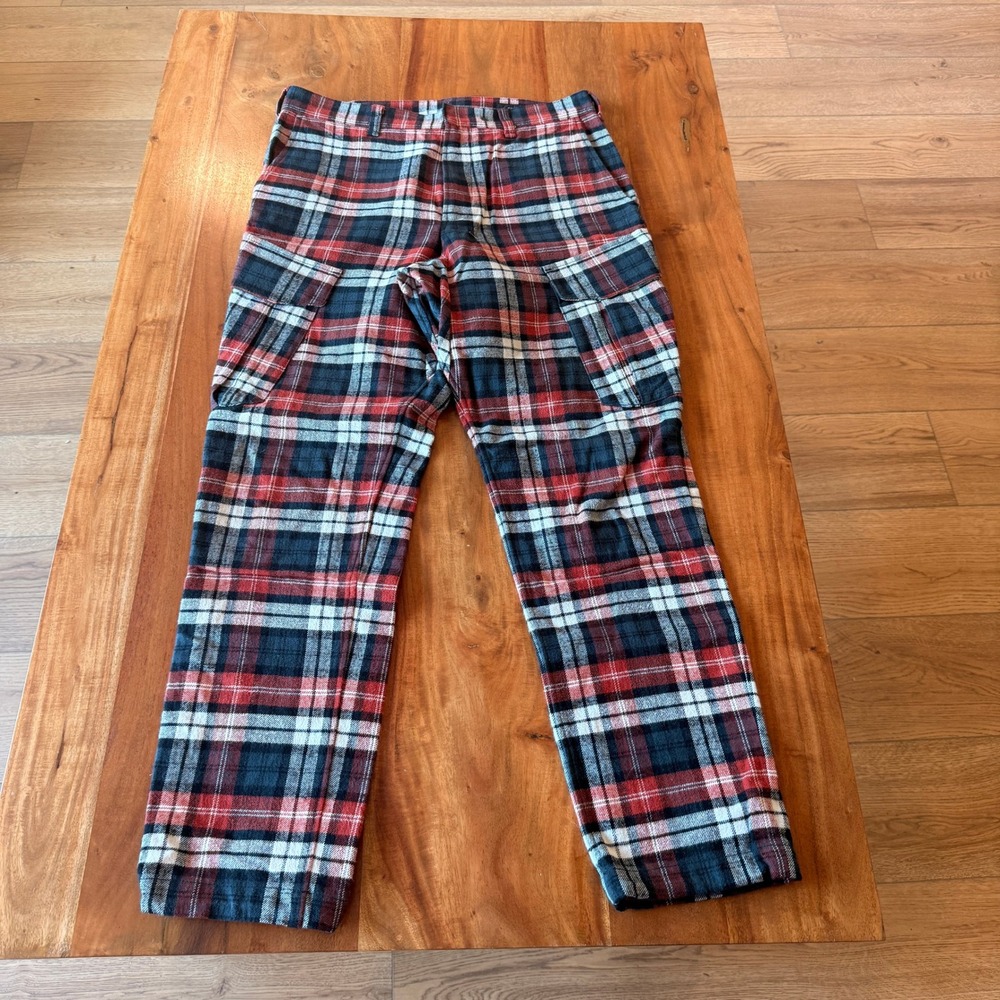 Rag & Bone Men's Red/Black/White Plaid Flannel Cargo Pants Size 30